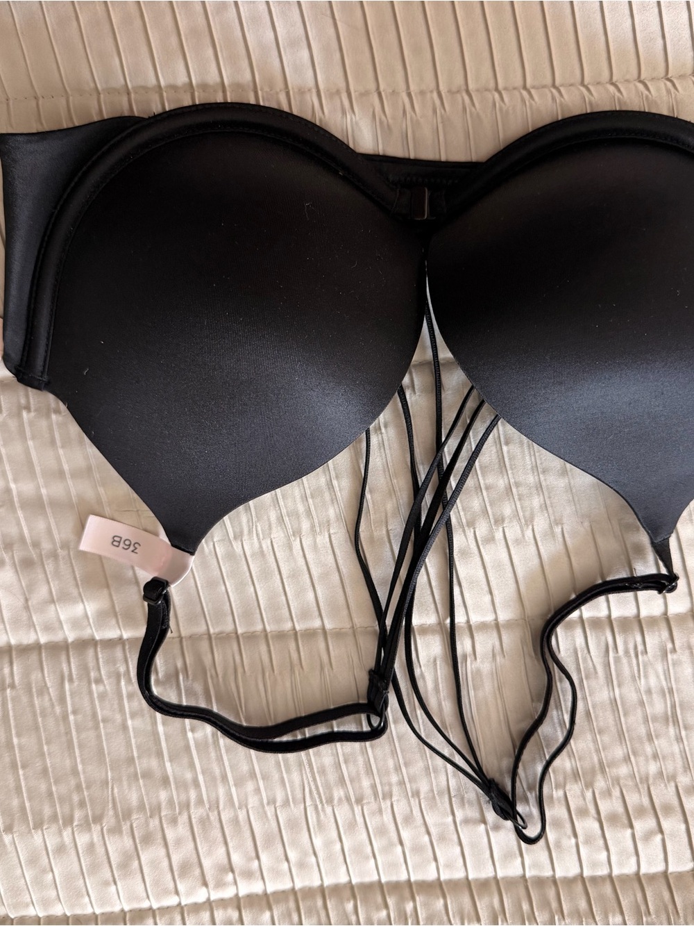 Ambrielle Black Strapless Adhesive Push-Up Bra with Removable Straps